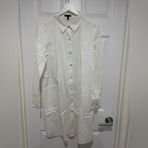 Eileen Fisher White Cotton Shirt Dress~Size Medium